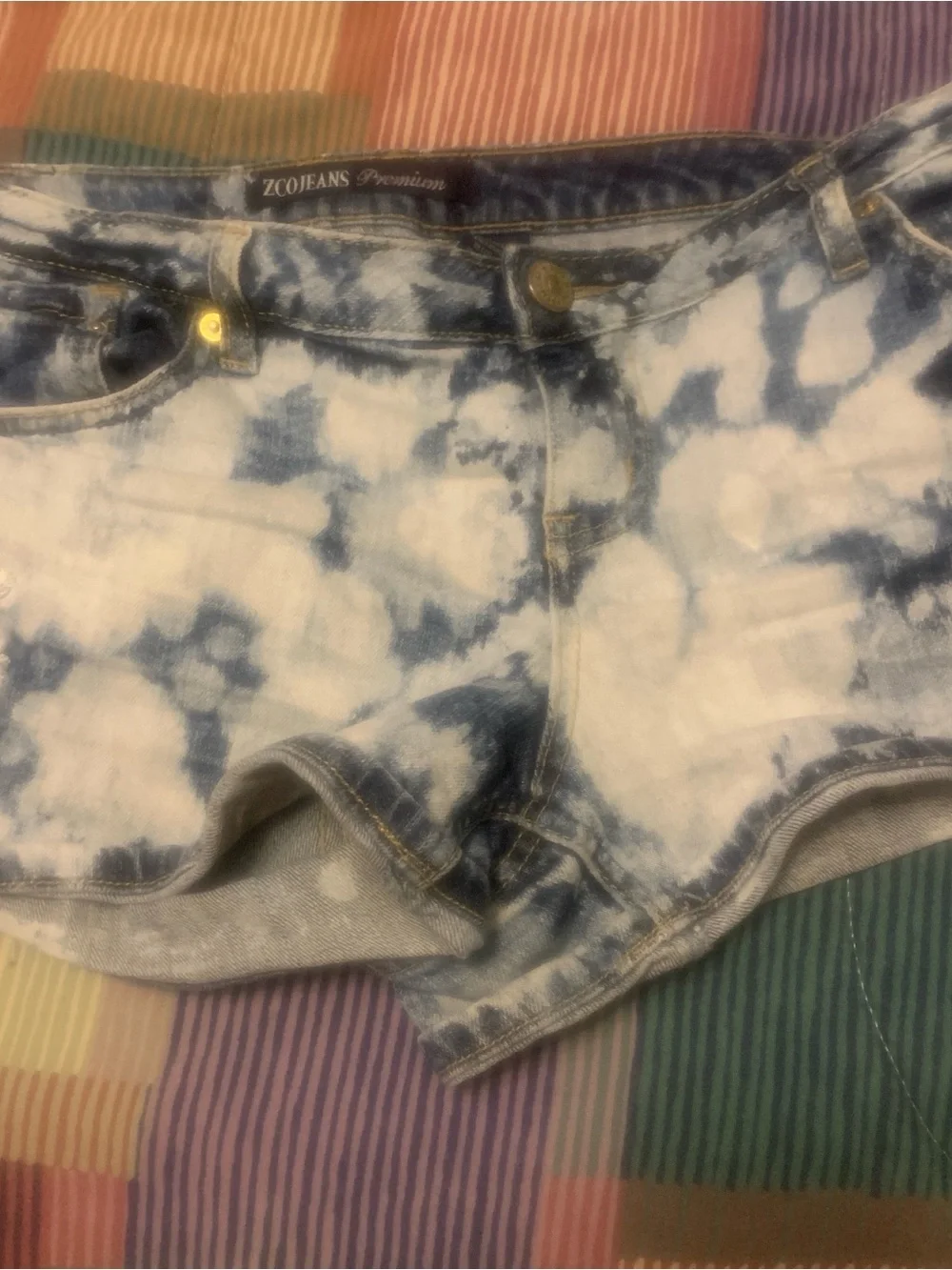 Blue Tie-Dye Denim Shorts